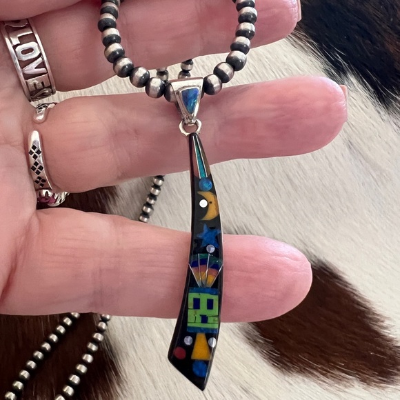 ❤️ Native American Signed “KN” Zuni Galaxy Navajo 925 Kachina Pendant Unisex